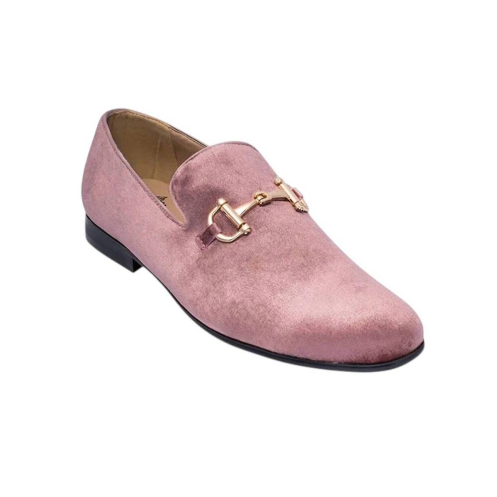 NEW ROYAL SHOES men's velvet formal slip on loafers in dusty rose